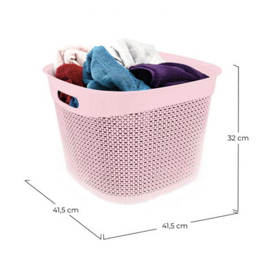 Cesta de Resina Cuadrada 41,5 x 41,5 x 32cm con asas, disponibilidad de colores Gris, Rosa, Crema, Blanco - Img 85788282