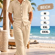Conjunto de hombre beige mangas cortaa - Img 58027943