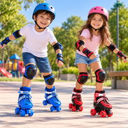 Patines de doble rueda para niños (negro-rojo o azul) - Img 57722434