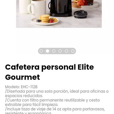 Cafetera personal Elite Gourmet. Modelo: EHC-112B - Img 123839184