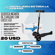 🛴 SCOOTER - CARRIOLA INFANTIL DE 3 RUEDAS CON LUCES LED 💰 Precio: 20 USD 🛡️ Garantía: 7 días - Img 57975093