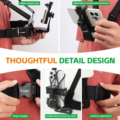 - Soporte para teléfono en el pecho con correa de arnés para Iphone y Android. - Img 123543545