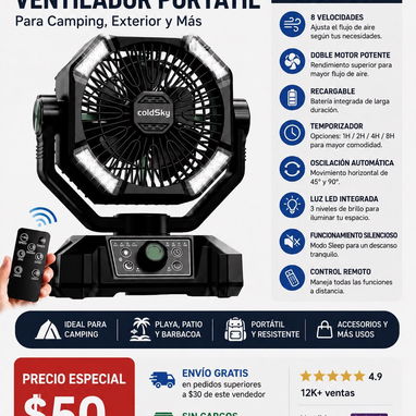 Ventilador recargable de 20000mAh - 2/2