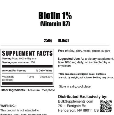 ▶✔ Biotin de la Marca Bulk 250 Servicios , Para el cuidado Cabello,Uñas Y piel Precio 15USD o CUP - Img 79937262