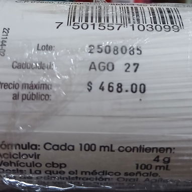 Aciclovir Suspensión, frasco de 120ml vence Agosto 2027 - 3/3