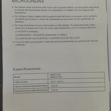 Microondas Royal 20L 6 Botones de Menú - Img 126759978