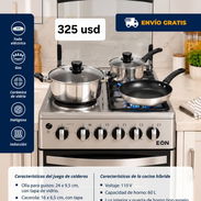 Juego de calderos 5 piezas + cocina hibrida de 4 hornillas con horno, envio incluído, yoafadia 💯 - Img 57534129