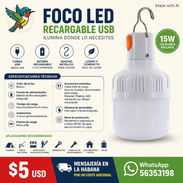 BOMBILLO LED 15W PORTÁTIL FOCO QUE RECARGA POR USB Lámpara USB - Img 55791640