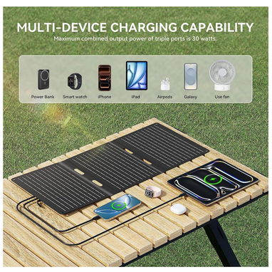Panel solar portátil plegable de 30 W puertos USB-A y USB-C - 4/5