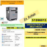 (MV-907)  Infinisolar Todo en 1 (6kw+15kwh) ..3850 USD...Gar. 6 m/Transporte incluido Habana/Inst. costo adicional - Img 57286255