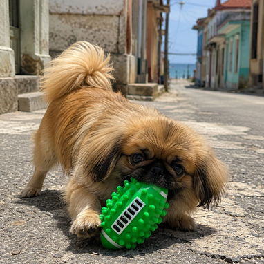 JUGUETES PARA PERROS/PELOTA RUGBY CON CHIFLE - Img 126304574