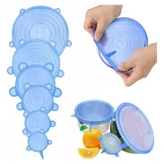 Juego de 6 tapas elasticas de silicona para cubrir recipientes de alimentos - Img 54818549