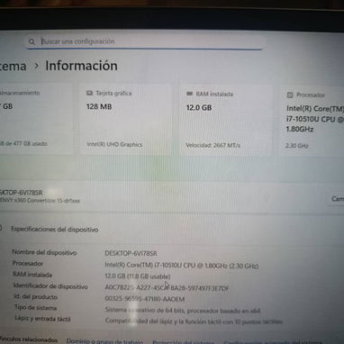 HP Envy x360 15‑dr pantalla táctil de 15.6" Full HD IPS micro‑edg, 12 GB de RAM DDR4, i7 10510U y una batería que le dur - 3/4
