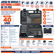 JUEGO DE BROCAS Y DESTORNILLADORES DE 111 PCS - Img 58273109