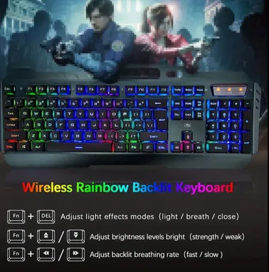 Mouse y Teclado inalámbrico Gaming (Recargable, metálico e impermeable) RGB lo ultimo - Img 80543457