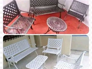 Juegos de sofá con butacas para terrazas. Muebles de aluminio esmaltados - Img 68026940
