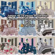 🔖Juegos de 24 y 25 piezas de Edredón Cameros, Queen y King con Cortinas y Juego de baño - Img 57641012