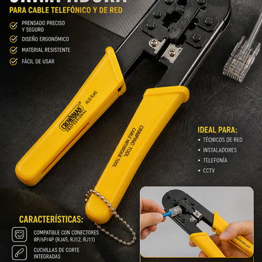 Pinza Crimpadora Modular CROWNMAN 7.5" (190 mm) Realiza instalaciones de redes y telefonía con mayor precisión gracias a - 2/2