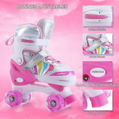 ☎️53544655 🛵 Entrega Disponible ⭐Patines Ajustables para Niños y Niñas – Color Blanco y Rosa ⭐ - 5/5