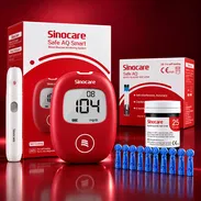 Glucómetro Safe AQ con 50 tiras reactivas y lancetero - Img 57855899