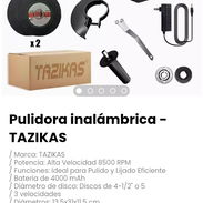 Pulidora inalámbrica - TAZIKAS. Incluye 2 discos de corte, cargador y 1 batería 4Ah, llave de ajuste - Img 55462050