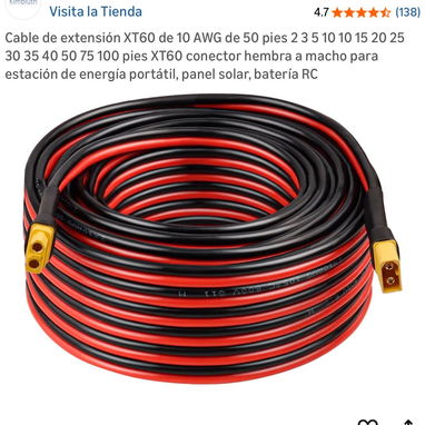 CABLES EXTENSION PARA PANEL SOLAR 3M, 6M, 10M, 15M, 20 M Y MAS - 3/4