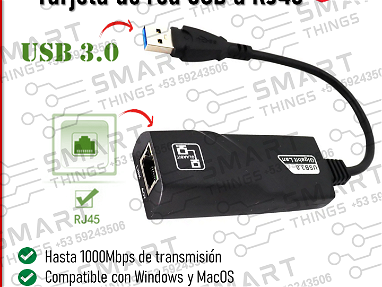 Tarjeta de red USB* Adaptador RJ45 a USB 3.0 para laptop o PC - Img main-image-45460901