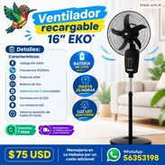 Ventilador de pedestal recargable 16" EKO - Img 57280900