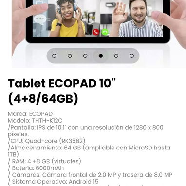 Tablet ECOPAD 10" (4+8/64GB) Marca: ECOPAD - 4/6
