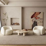 Sofá Silla minimalista y redonda de sherpa de forma especial para sala de estar, sofá dormitorio, sofá perezoso de lujo - Img 57703443