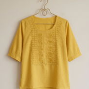 Blusa de mujer bordada fina color amarillo mostaza [Talla L] 13usd - Img 56120790