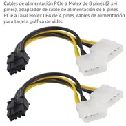 Adaptador de corriente 2 MOLEX a 8 pines para tarjetas gráficas - Img 56185966