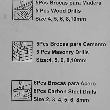 Set de barrenas MIXTO (brocas) Madera/Cemento( Tungsteno)/Metal 16 Barrenas 5USD /59757936 - Img 110291166