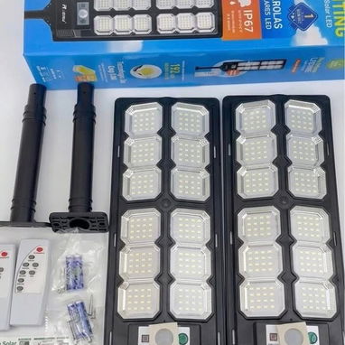 Lampara solar de  exterior 680w con sensor de movimiento, mando a distancia y accesorios de montaje. - 4/5