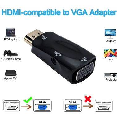 CONVERTIDOR ADAPTADOR DE HDMI A VGA CON SALIDA AUDIO 3.5MM - Img 82726874