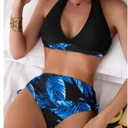 Bikini alto azul y negro talla M - Img 53850465