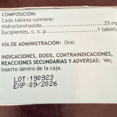⚕️- Hidroclorotiazida 25mg, 1 Tira de 10 Tableta -⚕️ - Img 113280748