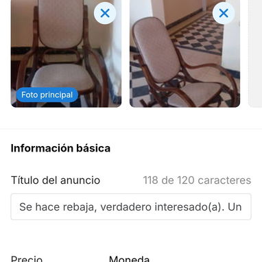 Gran rebaja, verdadero interesado(a). Un sillón mediano antiguo o comadrita en buenas condiciones, cómodo y seguro. - 2/3