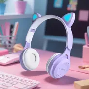 Audifonos inalámbricos de cascos con orejas de gato - Img 55483400