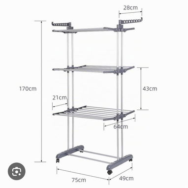 Tendedero plegable de acero inoxidable de 4 niveles con 6 bandejas, 2 alas laterales giratorias 40 usd - 2/2