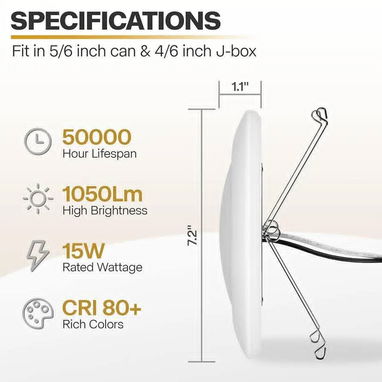 Paquete de 12 luces LED de disco de 1,5 cm con luz nocturna, luz de techo empotrada regulable, 2700 K-6000 K - Img 120124614