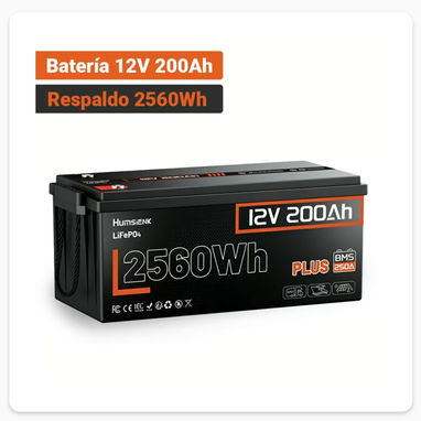 Batería Humsienk LiFePO4 12V 100Ah 1280Wh / 24V 100Ah 2560wh / 12V 200Ah 2560wh - 2/3