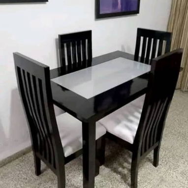 Juegos de Comedor de Madera Sólida y Cristal (Mesa + Sillas) - Img 119207853