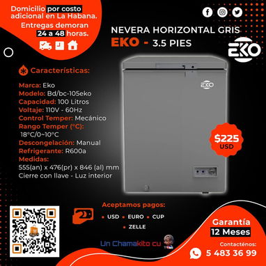 ❄️❄️ EKO ❄️❄️ NEVERAS DE 3.5 Y 5 PIES. ❄️❄️ NUEVOS Y GARANTÍA DE 6 A 12 MESES. TLF 54833699 - Img 102201734