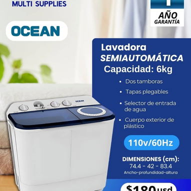 Lavadora Automática y Semiautomática marca OCEAN de 6, 7 y 8kg - Img 118288949