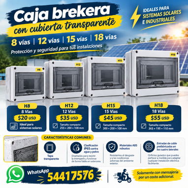 Caja brekera con cubierta transparente⚡ 8 vías | 12 vías| 15 vías | 18 vías | 2 vías 🚀 Solamente con mensajería - 7/7