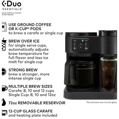 ☎️53544655 🛵 Entrega Disponible ⭐Cafetera Keurig K-Duo Essentials para Café Caliente y Frío con Jarra de Vidrio ⭐ - Img 124418519