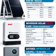 KIT, Combo Solar 6  Paneles LONGi bifacial de 620 W, Inversor MUST de 6 kW, Batería Infinisolar LiFePO₄ de 15,36 kWh - Img 58436710