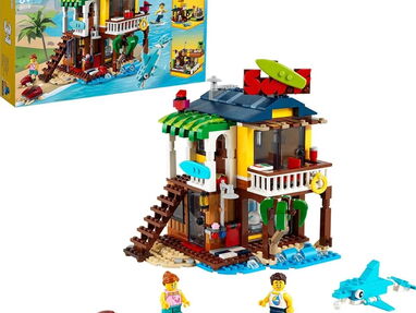 LEGO CREATOR 3en1 Casa Surfera en la Playa, Barco o Avión Biplano, Juguete de Construcción con Animales para Niños - Img 60221783