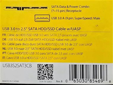 Cable para disco duro SATA HDD/SSD de 2,5" con UASP a USB 3.0 - Img 65952266